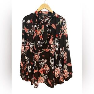 Lane Bryant Floral Tie Front Blouse